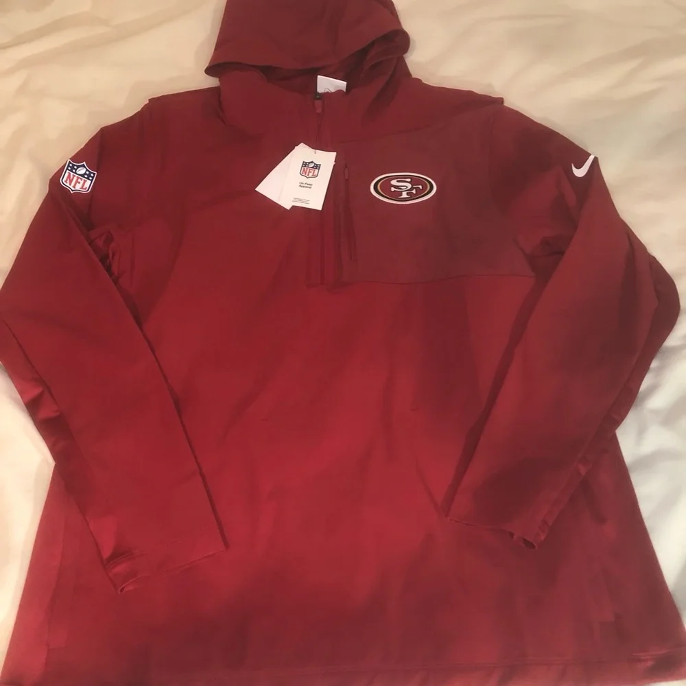 Nike NFL San Francisco 49ers Team Issued PE 1/2 Zip Anorak Jacket Red New